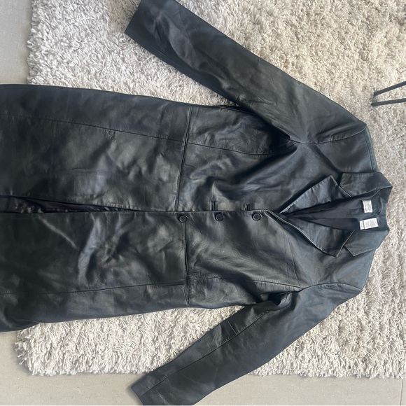Vintage Emma James Liz Claiborne Leather trench coat - Picture 7 of 8